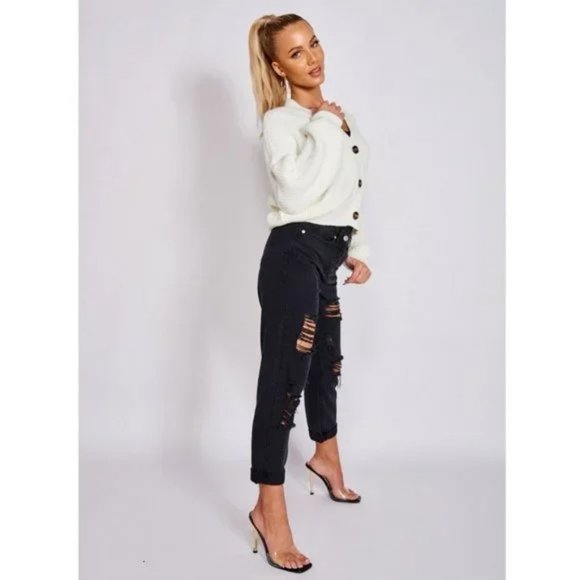 Knitted Long Sleeve V-Neck Loose Fit Cardigan Sweater - Picture 12 of 14